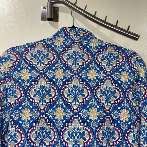 J. McLaughlin Quarter Zip- Catalina Cloth Blue Printed Sporty Pullover- Small - Picture 6 of 10